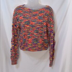 Wild Fable Womens Spacedye Multicolor Boat Neck Knit Pullover Sweater Size XS